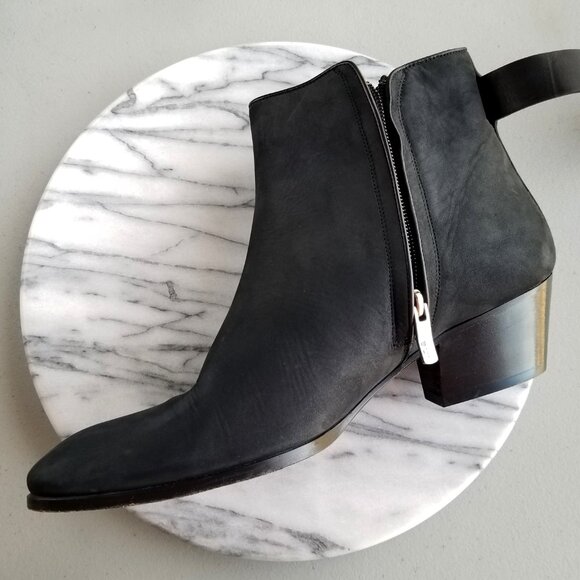 Barbara Bui Black Suede Booties Rhinestone Strap US Size 11M Ankle Boots Italy - Picture 13 of 14